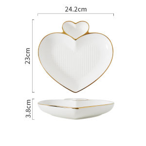 🔥จัดส่งที่รวดเร็ว🔥พีชหัวใจจานใส่ติ่มซำกับจานน้ำส้มสายชูในครัวเรือนแผ่นกั้นเกี๊ยวที่ตั้งกล้อง Nordic จานอาหารเช้า