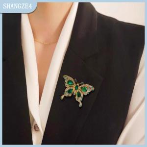 【SHANGZE4】 Cổ Điển Tinh Tế Bướm Trâm Cài Pins Phụ Nữ Sáng Bóng Rhinestone Côn Trùng Ve Áo Pins Phù Hiệu Đảng Tiệc Trang Sức Phụ Kiện Quà Tặng