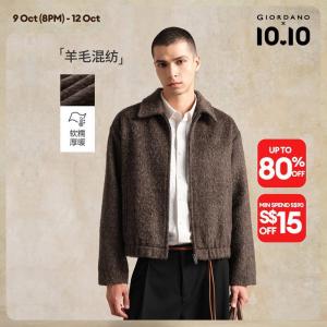 Giordano Men Brushed wool-blend jacket Free Shipping 18075824