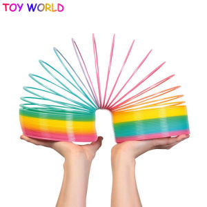 Rainbow Circle Magic Circle Down Stair Funny Fidget Toys Early Development Educational Folding Plastic Spring Coil Childrens Creative Magical Toys