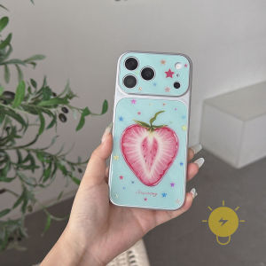 For iPhone 16 Pro Max Case TPU Colorful Star Gilding Strawberry Phone Case For iPhone 15 Cover 手机壳 Aesthetic Korean Cute