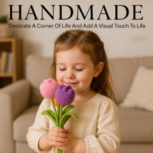 Hand-knitted roses and tulips wool flowers lily of the valley hand-woven bouquet crochet tulips knitted crocheted hand bouquet knitted roses creative birthday gift