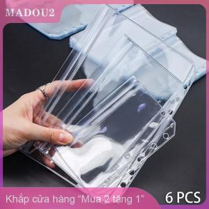 [COD] MADOU2 New 6pcs A5 A6 A7 6 lỗ 3 Lớp Hai Mặt Túi chất kết dính dây kéo trong suốt thư mục và Side mở thư mục không thấm nước PVC