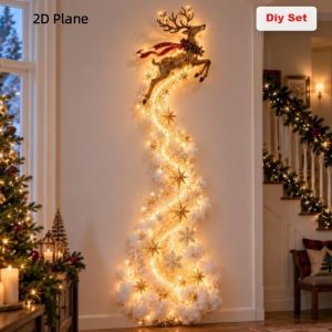 TIEZI MALL Người tuyết bông tuyết. Đèn tường trang trí chủ đề Giáng sinh Hươu Acrylic phẳng 2D Đèn tường hình ông già Noel. Tiết kiệm không gian. Cây thông Noel Trang trí tường Trang trí Giáng sinh
