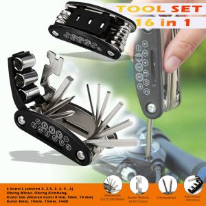 SOPO NGIRO - Kunci Lipat Set Multi L Obeng Shock Pas Sepeda Motor 16 in 1 Tool Kit - Set Kunci Obeng Sok Kunci L