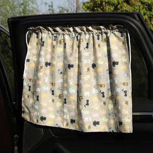 【READY STOCK】Car Side Window Curtain Cartoon Sunscreen Cover Window Curtain Auto Cotton Sun Protection Sunshield Langsir Kereta