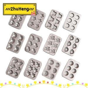 zhuheng 10 cái Nhà búp bê thu nhỏ bánh nhỏ Khuôn nướng bánh cảnh nhà bếp mini Tấm bánh gừng người đàn ông trái tim khay nướng mô hình trang trí