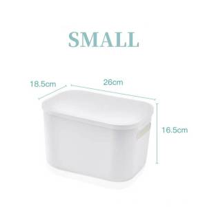 Home Signature Japanese-Style White Storage Basket Shelf Organizer Plastic Container Box Home Clothes Underwear Sundries Storage Desktop Cosmetic Storage Stationery Box with Lid