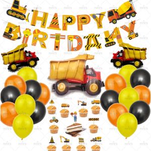 Miniis Construction Vehicle Party Supplies Fire Truck Dump Truck Theme Birthday Decoration Pack PolisThemed Birthday