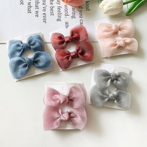 Korean Style Girls 2pcs Set Cute Ribbon Hairpins Hairclips Princess Hair Accessories