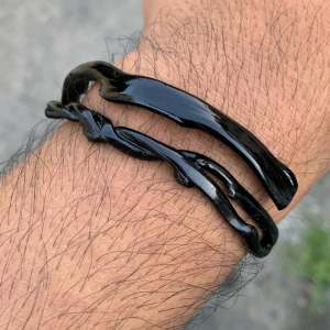 HD - Gelang Akar Bahar Hitam Model Plintir Minimalis