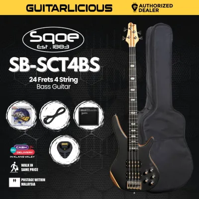 SQOE SB-SCT4BS 24 Frets 4 String Active Bass Guitar