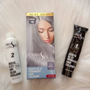 Pewarna Rambut warna Light Ash Blue Diosys 100ml + Oxydant HK-EZ 13 Warna Abu Biru Korea