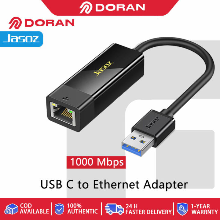 DORAN USB 3.0 to Ethernet Adapter RJ45 to Thunderbolt 3 Type C Gigabit Network LAN Converter 100Mbps 1000Mbps MacBook