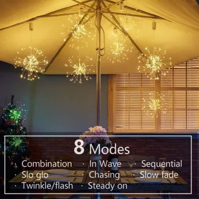 180 LED Outdoor tree hanging explosion fireworks lamp waterproof remote control eight function fireworks lamp Christmas decoration explosion lamp Taraxacum Festivals Party Wedding Room Decor wire lamp
