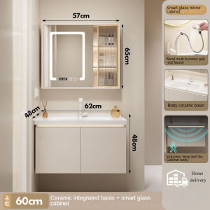 [Cozy ]Home Bathroom Cabinet Set Ceramic Vanity Sink for Bathroom Solid Wood Sink Basin Cabinet Set