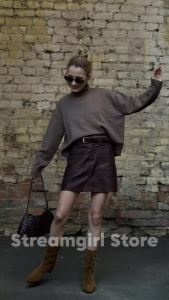 Turtleneck Yellow Sweaters For Women Autumn Long Sleeve Loose Short Knitted Pullovers Warm Soft Brown Sweater Women Oversized