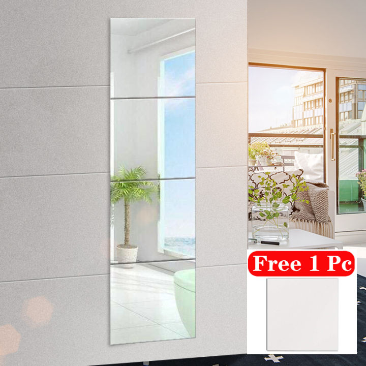 5Pcs/Set 12'' x 12'' HD Square Glass Mirror Full Length Wall Mirror Frameless Full Body Mirror Tiles Adhesive Mirror Adhesive Mirror Wall for Bedroom Living Room Bathroom Door