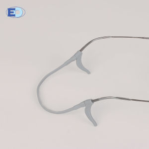 EO Anti-Slip Silicone Temple Tips for Eyeglasses / Ear Grip Hook with Cord (Locker Silicone TD-004 Gray)