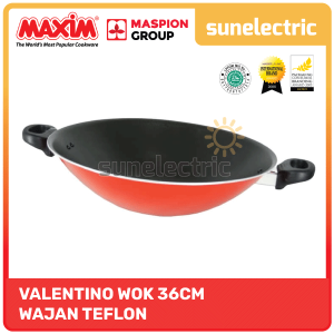 Maxim Valentino Wok Wajan Penggorengan / Tumis Teflon Anti Lengket 36 cm (Merah)