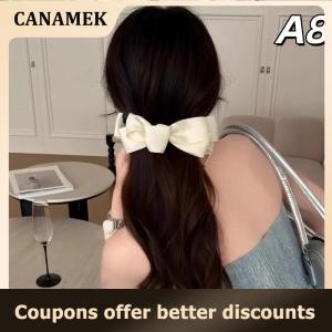 【 CANAMEK 】 Bow Hair Claw Clip Solid Color Black White Hair Shark Grab Clip Hair Style Tools Hair Accessories For Women Girl
