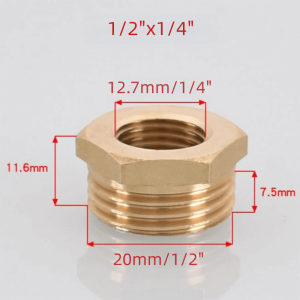 MILDGLOW Brass Brass Hex Bushing 1/8 1/4 3/8 1/2 3/4 Hex Threaded Reducing Coupler Adapter Pipe Fitting