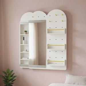 Tủ Trang Điểm Treo Tường Hình Oval Có Đợt Chắn – Gương Trượt Đẹp Sang MDF Melamine – 3 Màu