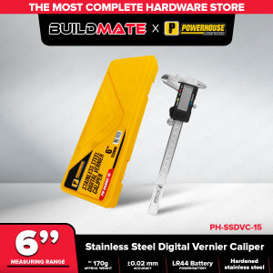 BUILDMATE x PowerHouse Stainless Steel Digital Vernier Caliper 6 150mm PH-SSDVC-15 PHHT