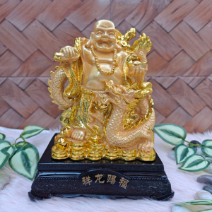 Golden Buddha Dragon Business Success Wealth Activator Money Catcher Money Magnet Figurine