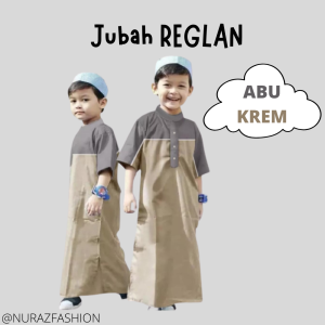 Nuraz - Baju Jubah Anak Laki-Laki Model REGLAN Lengan Pendek - Koko Gamis Usia 1-14 Tahun Bonus Peci