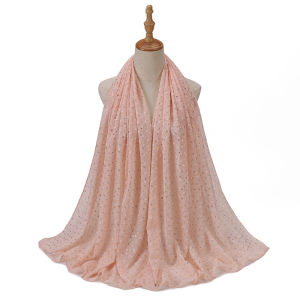 Jifang Shiny Hot Gold Stamping Snow Flake Bubble Chiffon Shawl Muslim Veil Hijabs Shawls Long Pashmina 180x70cm WJ682