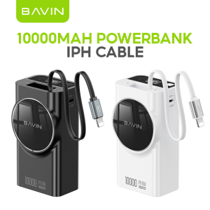 BAVIN PC1121 10000mAh 30W PD Fast Charging Powerbank w/ Built-in 60cm Retractable Type-C / iPh Cable