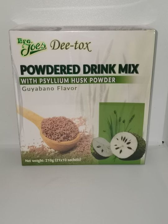 BRO JOES DEE-TOX POWDERED DRINK MIX WITH PSYLLIUM HUSK POWDER GUYABANO FLAVOR 10 SACHETS
