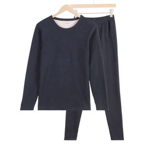 Plush and Thickened Brushed Thermal Underwear Set Womens Autumn Clothes and Autumn Trousers Mens Graphene Middle-aged and Elderly Slim Bottoming Shirt