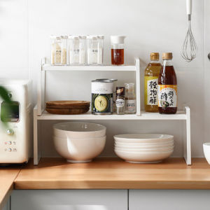 Kitchen Counter Organizer Shelf Stackable Cabinet Organizer Rack Countertop Shelf Storage Rack Heavy Duty Spice Rack Pantry Shelf