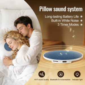 Bluetooth Pillow Speaker Sleep Aid Ultra-Thin Under Pillow Bluetooth Speaker Bluetooth 5.4 Mini White Noise Machine