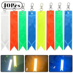 BELLERY 10Pcs High Visibility Car Reflective Keychain Waterproof Soft PVC Backpack Pendant Zipper Decorations Smooth Reflective Strips For Children Adults Night Safety