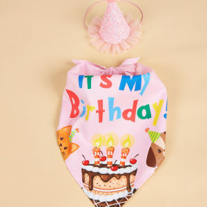 Large Pet Dog Birthday Hat Bib Party Suit Dog Accessories Party Decor Blue Cat Dog Birthday Bib Set Cap Puppy Headwear