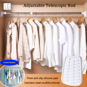 50-200cm Stainless Steel Telescopic Rod No Drill Clothes Rail Adjustable Shower Curtain Rods Wardrobe Rod Drying Rack
