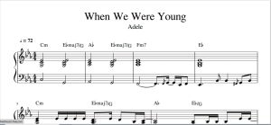 Lagu When We Were Young (Adele) sheet music music score partitur musik piano keyboard dan gitar