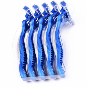 มีดโกนหนวด ที่โกนหนวด ใบมีด 3ชั้น ชุดละ 5 ด้าม คละสี