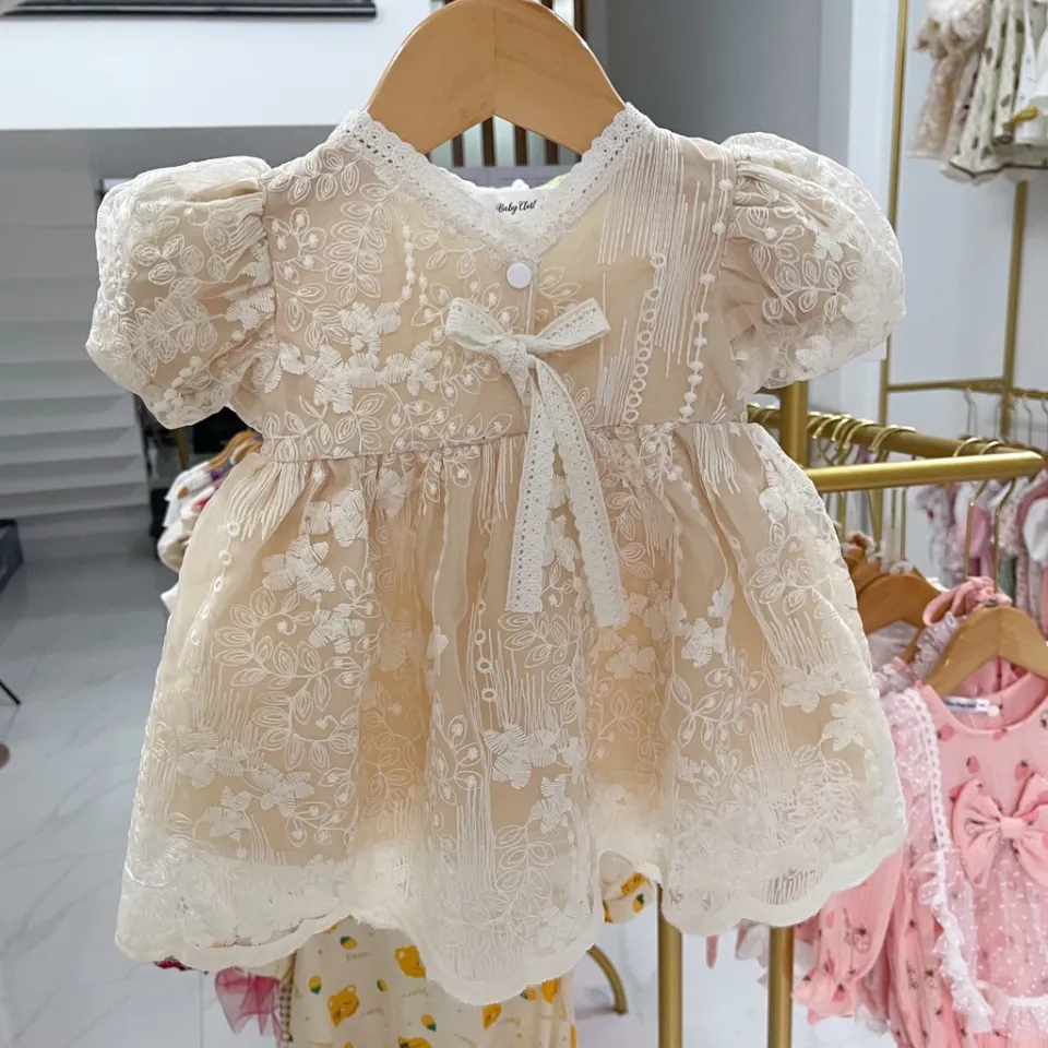 Đầm công chúa cho bé gái Nina Kids Boutique Váy dự tiệc cho bé sơ sinh Size  3 24 tháng Màu trắng Kèm Turban nơ | Shopee Việt Nam