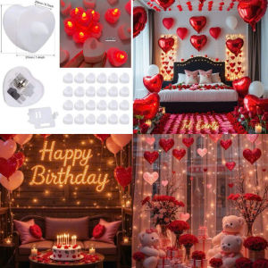 Combo 20 đèn NẾN TRÁI TIM màu ĐỎ VỎ TRẮNG điện tử nhỏ lãng mạn LED cầu hôn đạo cụ đèn trang trí tiệc cưới sinh nhật