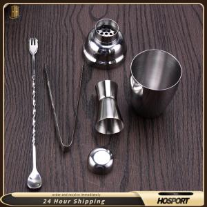 【HOSPORT】4PCS เครื่องปั่นค็อกเทลแบบโปรเฟคชั่นชุดเครื่องปั่นสแตนเลสน้ำหนักเบาเครื่องปั่นแบบพกพาพกพาพร้อม jigger สำหรับอุปกรณ์บาร์เทนเดอร์