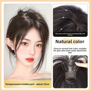 6*8-25cm Realy Human Hair Piece Black And Dark Brown Hair Topper Hair Replacement Cover White Hair Breathable And Lightweight Wig Increase Hair Volume For Woman