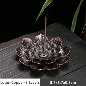 BELLETEN Lotus Shape Incense Holder Alloy Decorative Incense Stick Holder High Quality Multi-Hole Incense Burner Temples Home Office