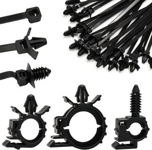 45Pcs Push Mount Cable Zip Tie with Car Wire Loom Routing Clips