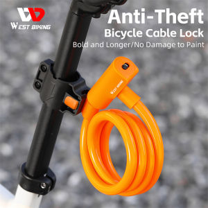 WEST BIKING Bike Lock 115cm MTB Road Cycling Cable Lock Portable Anti-theft Lock E-bike Motorcycle Folding Bicycle Lock Steel PVC Lock Bike Accessories