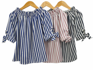 JSM - Atasan Wanita Sabrina GAris2 Stripe Blouse Blus Cewek Model Baru Limited edition