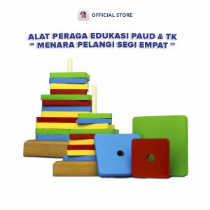 Menara Pelangi Segiempat - Mainan Kayu Edukasi Anak - Alat Peraga Edukasi Untuk Anak TK PAUD - Alat Peraga Edukatif Anak / UD BAROKAH ALAT PERAGA TK & APE - UD